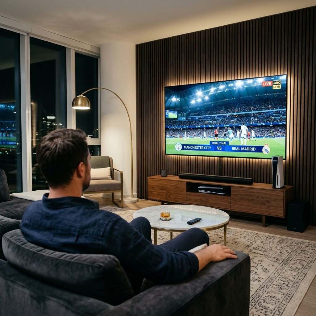 Freegoiptv ultra-fast zapping interface on 4K living room television